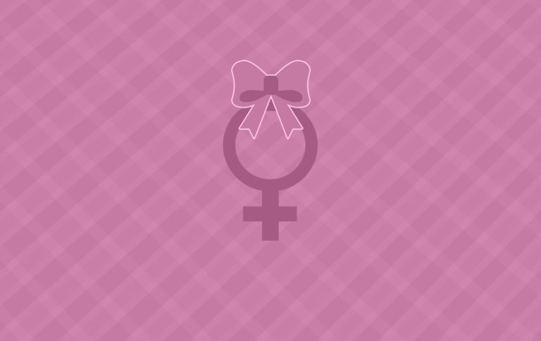 Il simbolo femminile con un fiocco rosa
